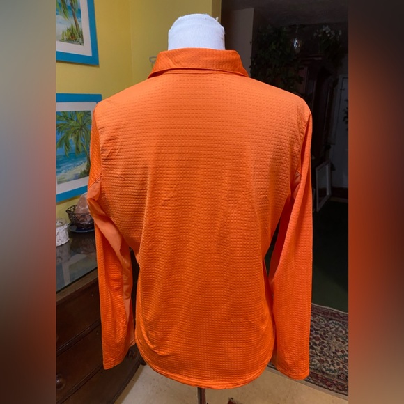 Bette Court Orange 1/4 Zip Nylon Shirt with Mesh Sleeves - Picture 4 of 9